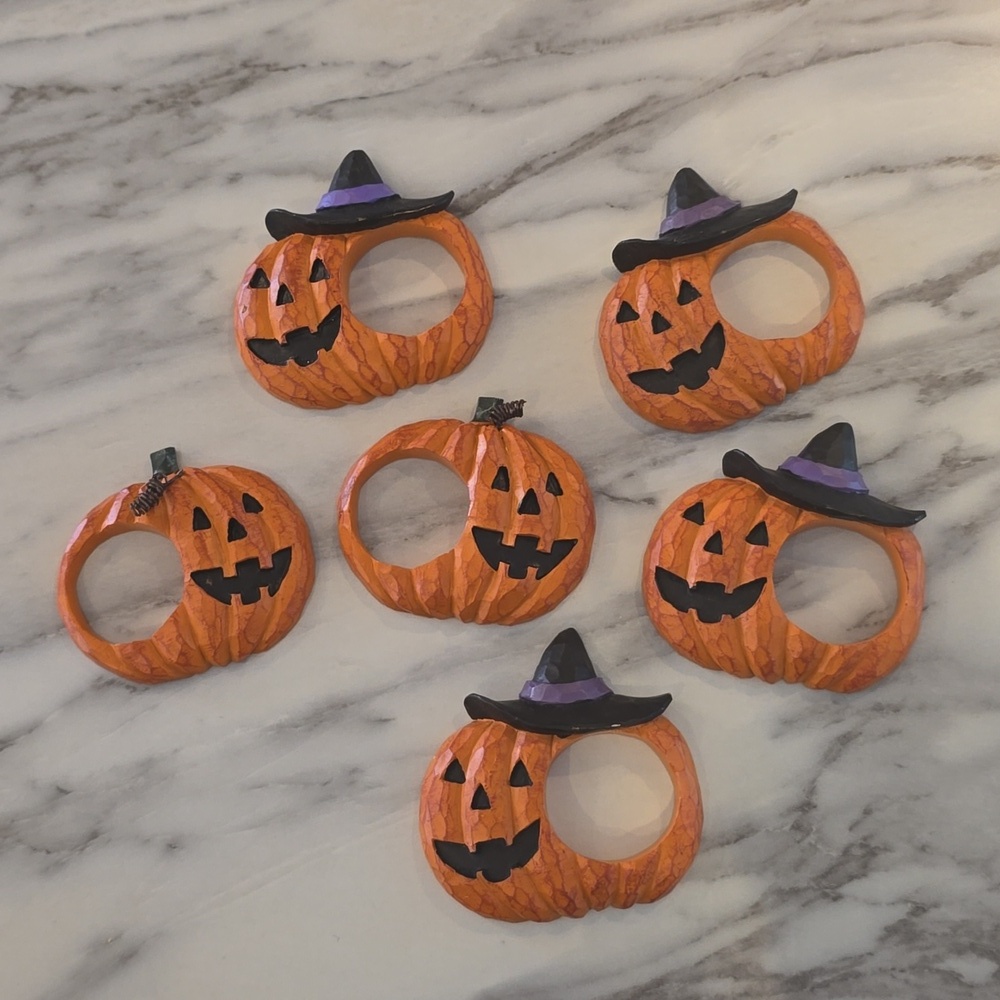 Vintage Abbott ceramic pumpkin napkin rings set of 6